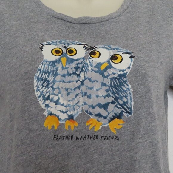 J Crew Mercantile Feather Weather Friends XS Grey Short Sleeve Tee Shirt Top - Picture 3 of 8
